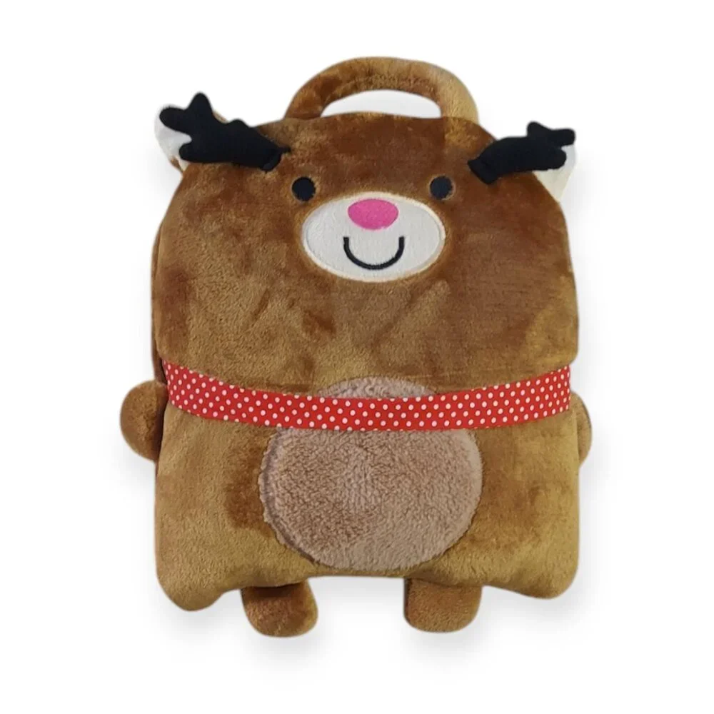 Christmas Reindeer Pillow Throw Blanket 39x47 Velvet Plush Soft Cuddly C&F Home